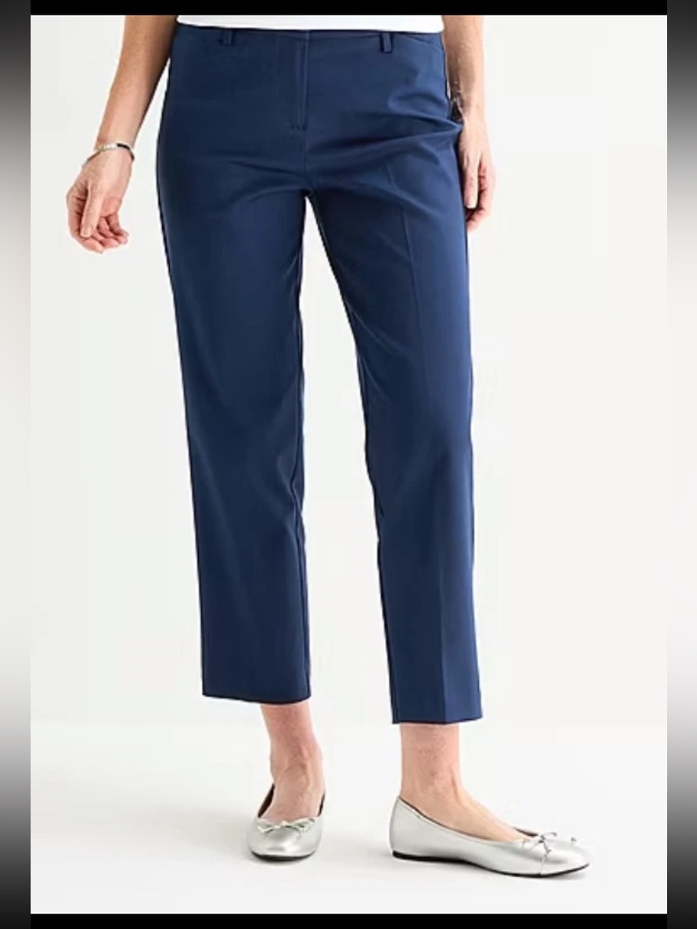 Liz Claiborne Emma Mid-Rise Slim Leg Ankle Pants Size 2 Summer Cottagecore Navy